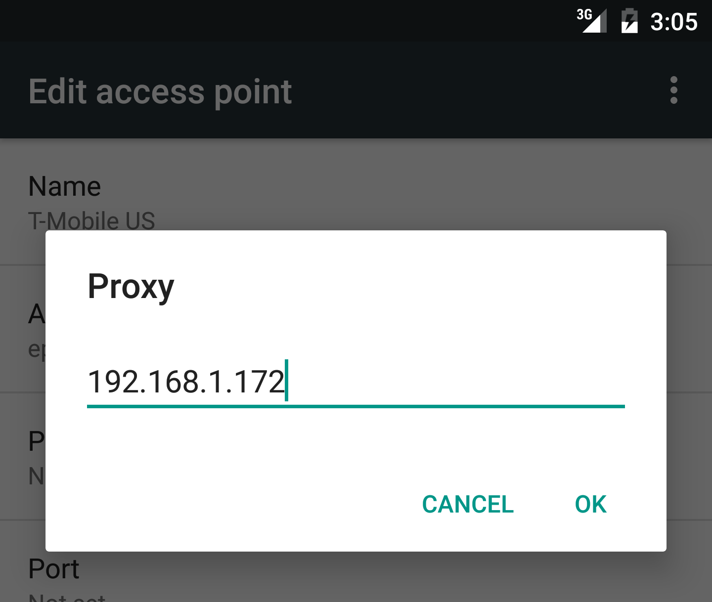 Shows the proxy pop up.